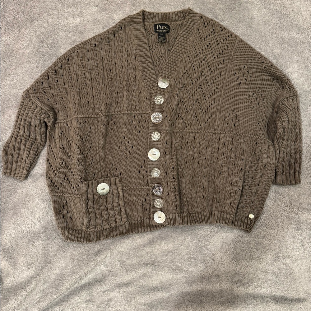 Pur Women's Brown Knit Cardigan